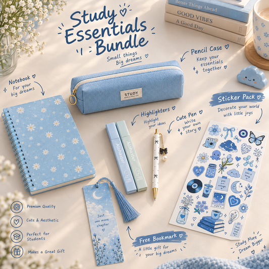 Cute aesthetic stationary bundle skyblue